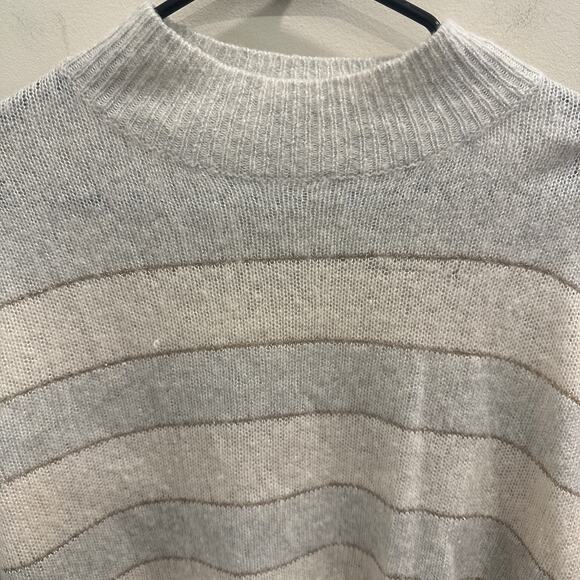 Rails Mist Ivory Glitter Stripe Ellise Sweater Cashmere Silk‎ Blend XS Luxe Cozy - Picture 3 of 9